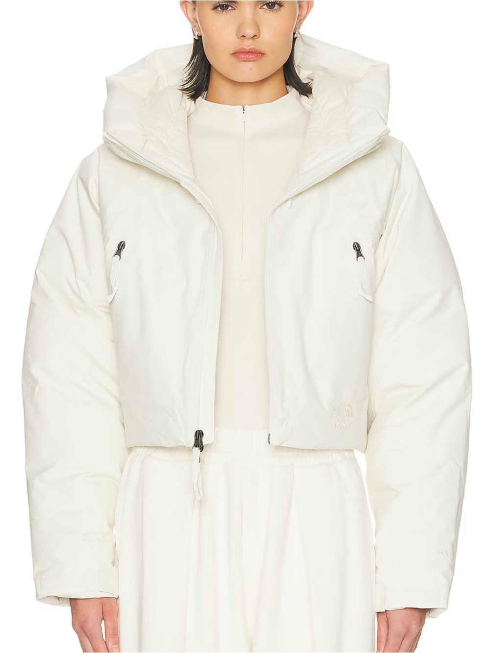 The North Face x SKIMS Women's White Cropped Puffer Jacket